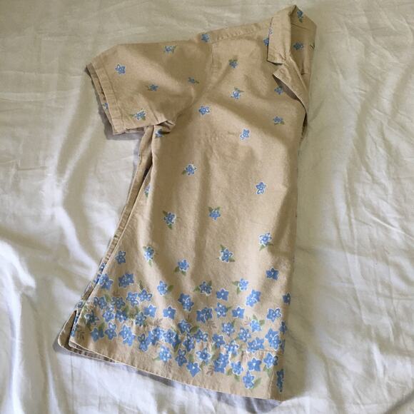 VINTAGE Classic Elements XL100% cotton natural fibers cream with blue flowers - Picture 3 of 11